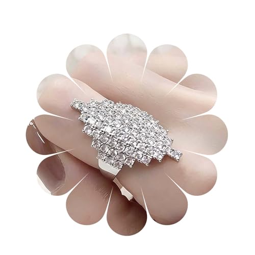 Enautoabs Bague En Argent Avec Zircon Cubique Bague Géométrique En Cristal Bague De Manchette Avec Strass Bijoux Pour Femmes