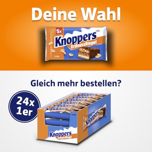 Knoppers ErdnussRiegel – 1 x 200 g (5 Riegel) – Schokoriegel mit Milch- und Erdnusscreme, gehackten salzigen Erdnüssen, Karamell und Vollmilchschokolade 6