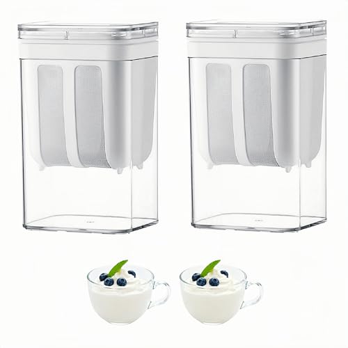 2-Pack Greek Yogurt Strainer Separator & Yogurt Maker Accessory, 1.16 Quarts (1100ml) *2 Large Capacity, Special for Whey Separation, Suitable for Juice/Yogurt/Tofu, BPA-Free(1.1Quats*2-White)