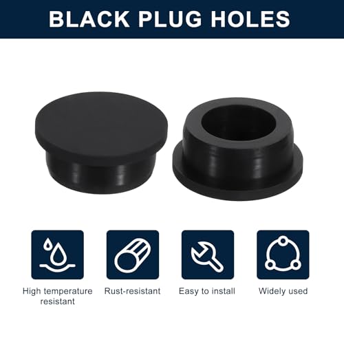 Image of uxcell 4 Pcs Black Plug Holes, Waterproof Rubber Button Plug for 33mm / 1.3 inch Hole