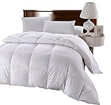 sheetsnthings Warm Hungarian Goose Down Comforter (Full/Queen 90x90) 46-Ounces of Fill, 500TC-Pure Cotton Shell, Solid Pattern, Luxury Goose Down Duvet Insert