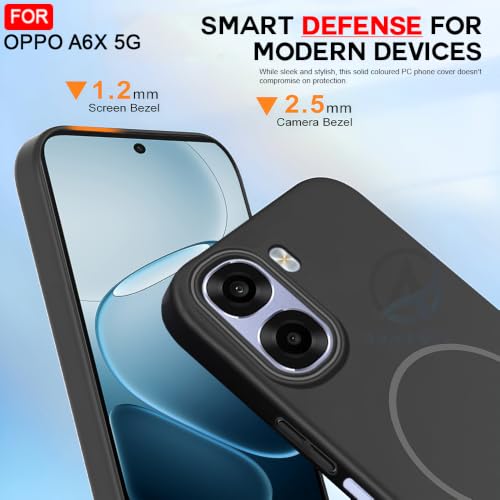 Image of AESTMO Shockproof Back Case Cover for Oppo A6X 5G | Slim Hard Shell | Hard Back Cover for Oppo A6X 5G (Compatible with MagSafe Accessories, Black)