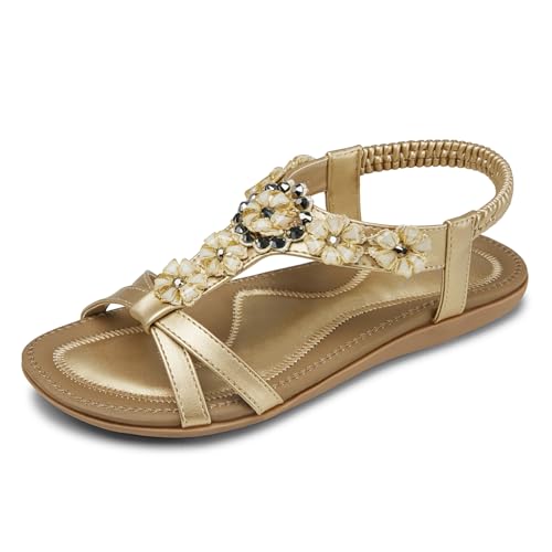 Image of SHIBEVER Dressy Flat Women Sandals: Comfortable Arch Support Womens Sandal