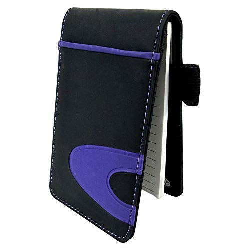 Pocket Jotter Notebook - Business Notepads with Calculator - Handy Jotter with Pen and Dual-Power Calculator Lined Journal Notepad, for School, Office, Field Work, Travel (Purple)