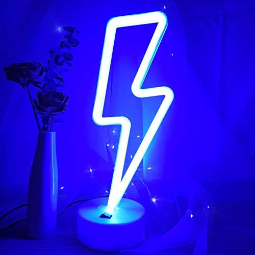 Lighting LED Lights Lightning Bolt Neon Light Blue Neon Light for Bedroom Lightning Lights Blue Neon Signs for Decor USB/Battery Powered Lightning Lights for Teen Girls Neon Lightning Lights