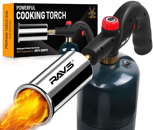 Comparison: Best Torch For Sous Vide 8 RAVS POWERFUL Propane Torch Gun, Searing Torch for Sous Vide, Steak, BBQ Grill Gun Kitchen Blow Torch, Handheld BBQ Torch, Campfire Charcoal Starter -Gas Tank Not Included