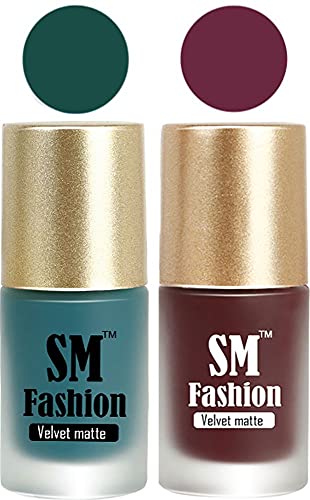 Image of Nail Polishes, See Green-Wine Velvet Matte Nail Paint Combo Set of 2 Pcs 7ml each