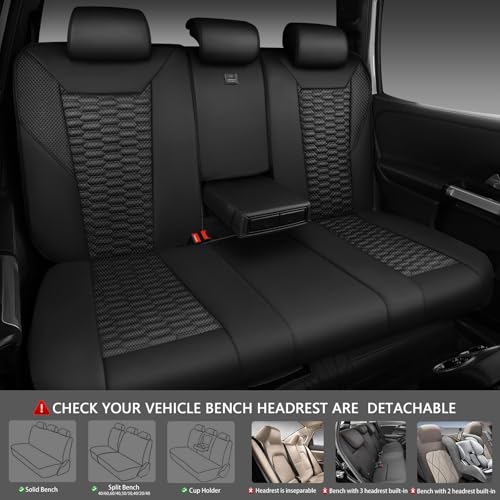 Image of CAR PASS 3D Foam Mesh Leather Back Bench Car Seat Covers,Breathable Rear Seat Cover Universal Fit for Most Cars Sedans SUVs Vans Small Trucks 95% Automotive Backseat, Black