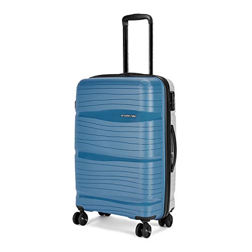 Image of Nasher Miles Nicobar Hard-Sided Polypropylene Check-in Luggage Blue and Grey 24 inch |65cm Trolley Bag