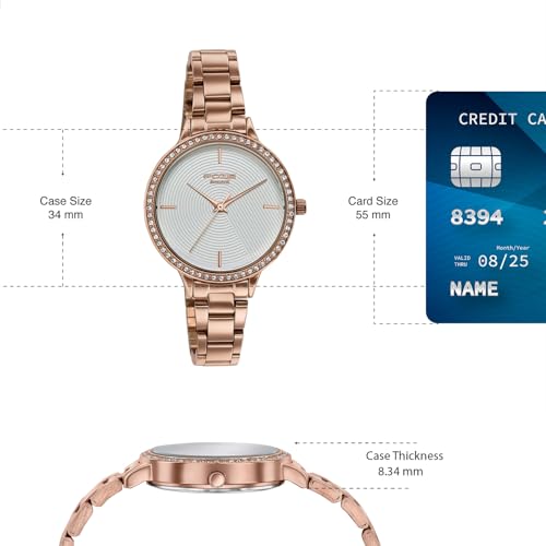 Image of Sonata Poze 9 with Quartz Analog Silver Dial IPRG Strap Watch for Women - SP80187WM01W