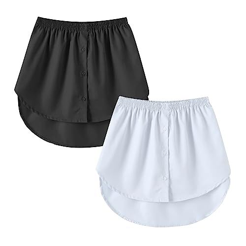 Girstunm Womens Shirt Extender for Women 2Pcs Adjustable Layered Fake Top Lower Sweep Shirt Half Length Mini Skirt for Girls Schwarz und Weiß S
