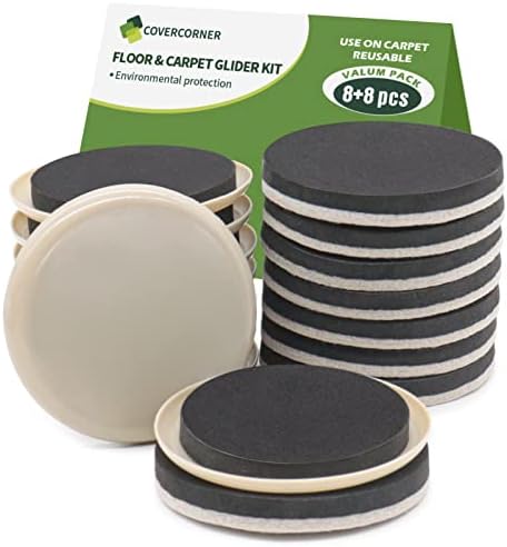 Furniture Sliders for Hardwood Floors, Furniture Sliders for Carpet, 16 PCS Combo Pack, Sliders for Moving Furniture