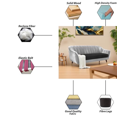 Image of Atticus 3-Seater Premium Fabric Sofa for Living Room, Office & Home (Black Grey) | Comfortable Modern Sofa Couch for Hall & Guest Room | Stylish Durable Furniture with 1-Year Warranty