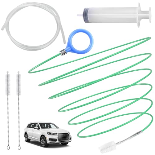 Auto Sunroof Drain Cleaning Tool, 120 Inch Flexible Tube Cleaning Brush with Pipe Cleaning Brush, Syringe Hose, And Syringe Soft Drain Brush, Car Sunroof Drain Cleaner for Drains, Sewers, Windshields