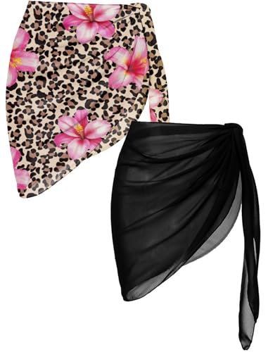 Image of Ekouaer 2 Pieces Women Beach Sarongs Sheer Cover Ups Chiffon Bikini Wrap Skirt for Swimwear S-XXL