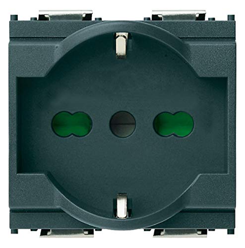Vimar 16211 Idea Presa SICURY 2P+T 16 A 250 V~ universale standard italiano P40, grigio, 2 moduli