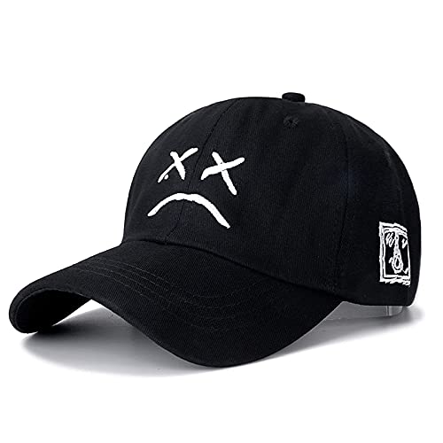 Snapback Cap Cotton Embroidery Baseball Cap for Men Women Adjustable Hip Hop Dad Hat Sun Protection-Black