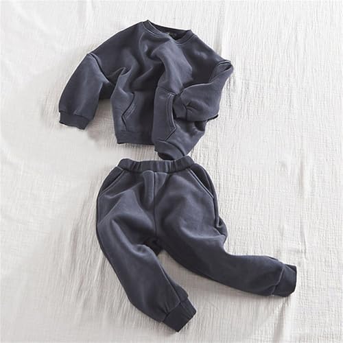 Kids Boys Cotton Sweatshirt 2025 Fall Winter Casual Thickened Suit Clothes Girls Solid Long Sleeve Pullover Underwear3