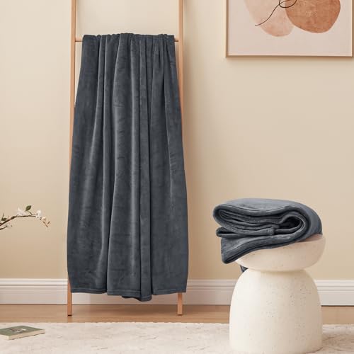 Aisbo Kuscheldecke Flauschig Decke Dunkelgrau - Fleecedecke 150x200 cm XL Warme Sofa Decke, Kuschlige Wohndecke Anthrazit Weich als Wohnzimmer Blanket Couchdecke für Winter