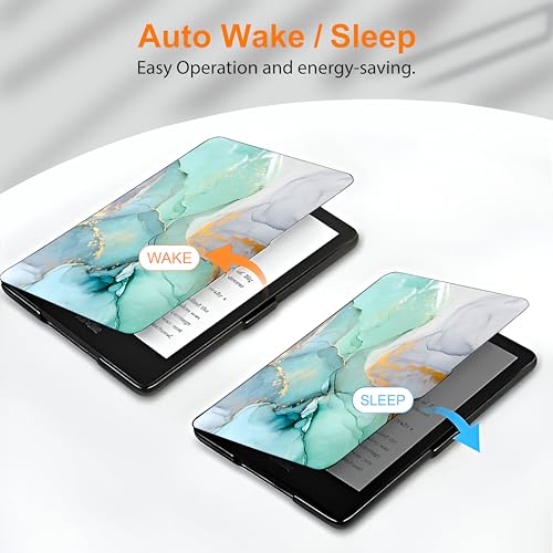 Image of ProElite Cover Case for Kindle Paperwhite 12th Gen 7 inch Case, Slim Smart Flip case Cover for Amazon Kindle Paperwhite 12th Generation 7 inch 2024, Marble Green