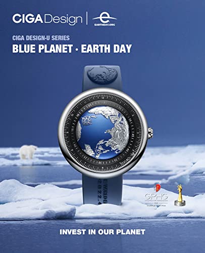 Image of CIGA Design Mechanical Automatic Watch Blue Planet U Series Stainless Steel /Titanium /Ceramics Case Sapphire Crystal Fluororubber /Ceramics Strap Watches Gifts for Men and Women