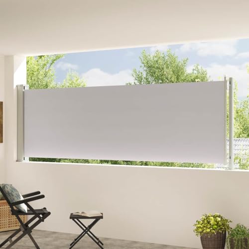 Store latéral extensible gris contre le vis-à-vis et le vent de terrasse - 3