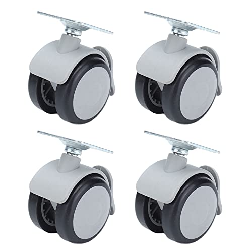 4PCS 50mmゴムキャスターホイールブレーキ付き、スイベルチェアの4ホールトッププレートデザインと家具交換用アクセサリ