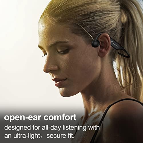 ZRUHIG Bone Conduction Headphones, Open Ear Bluetooth Headphones Built in Mic Wireless Bluetooth 5.2 Sport Headset IP67 Sweat Resistant for Running, Bicycling, Driving, Workouts, Walking (Black)