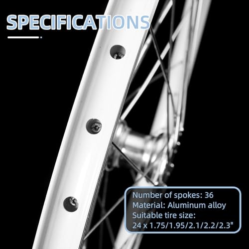 AkiiGer Adults Bicycle Wheels Rim for 3 Wheels Bike, Tricycle Right Wheels 24\", Tire Rims Replacement, Double Wall Alloy Rim, 36x13G Silver Spoke, Aluminum Alloy