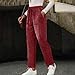 Shusuen Corduroy Pants for Women Elastic High Waist Pull On Straight Leg Trousers Casual Trousers Loose Comfy Slacks with Pocket（Wine,XX-Large）