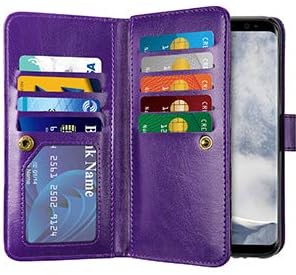 Vofolen 2-in-1 Case for Galaxy S8 Case Wallet Credit Card Holder ID Slot Detachable Strap Hybrid Protective Slim Hard Shell Magnetic PU Leather Folio Pocket Flip Cover for Galaxy S8 Mandala Purple