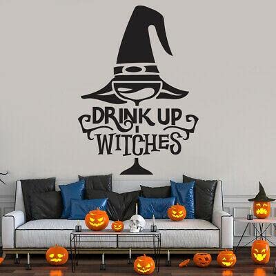 Handmade By Stukk Drink Up Witches Halloween Wall Scene Sticker Party Decoration Window Door Decal