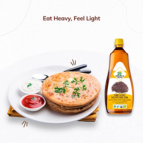 Image of 24 Mantra Organic Unrefined Mustard Oil /Sarson Oil /Avanune - 1 L | Pack of 2 | 100% Organic | Chemical Free & Pesticides Free | Double Filtered | Expeller Pressed