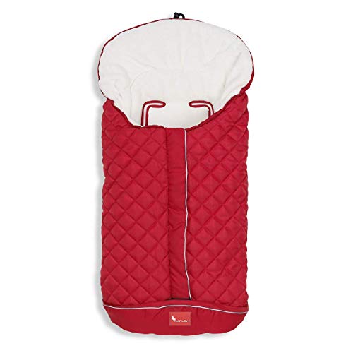 Danielstore Saco Silla de Paseo Universal Saco Polar de Invierno,Desmontable con Cremallera, Cabezal Ajustable, Transpirable e Impermeable Saco de Abrigo para Bebés(Rombos Rojo)