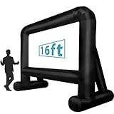 16 FT Inflatable Movie Screen Inflatable Projector Screen for Outside, Blow up Projector Screen Movie Screen for Outdoor Backyard Use,Support Front and Rear Projection