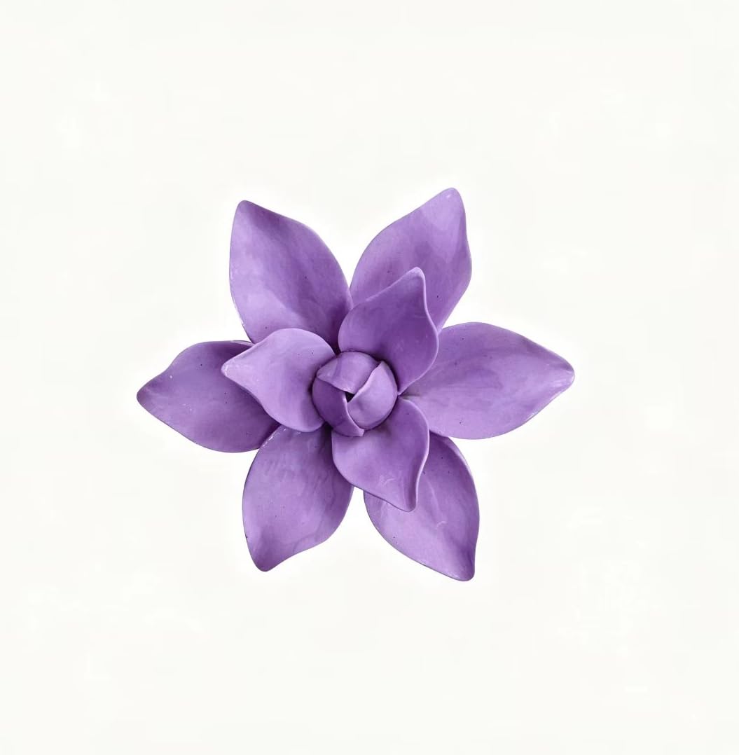 Purple,Magnolia, 2.76",Ceramic Flower Wall Art Decor, Artificial Flower Wall Sculpture,Handmade Ceramic Flowers for Home,Hallway,Living Room, Kitchen,Bathroom