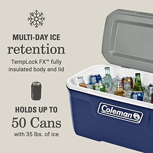 Coleman Classic Series Insulated Portable Cooler, Leak-Resistant Outdoor Hard Cooler Keeps Ice up to 5 Days, 52/70/120/150 Quart - 1