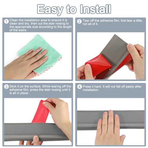 QUARKZMAN 3.2Ft Treppenkantenprofil, 2.5mm PVC Selbstklebender Treppenkanten-Schutz L-Form Treppenabschluss Treppenstufenkantenverkleidung für den Außen- und Innenbereich, Grau.
