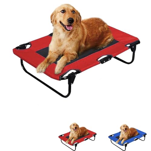 VIRSUS Lettino per Cani Pieghevole 6367, Misura 75x52x17 cm, Brandina in Tessuto con Rete Traspirante, Struttura Tubolare in Metallo Diam.19 mm, Letto per Animali Piccola e Media Taglia (Rosso)