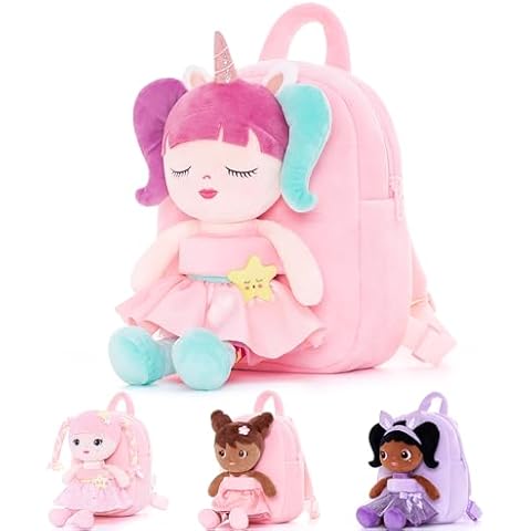 Lazada Girls Backpack with Doll Toddler Toys Baby Girls Gifts Rag Dolls 9.5“ Cover