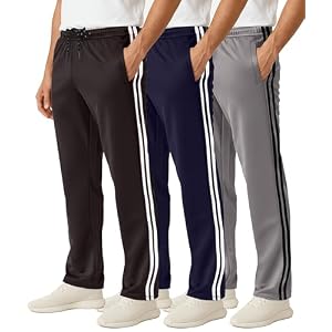Real Essentials 3 Pack: Men’s Mesh Open Bottom Sweatpants Gym Active Athletic Workout Casual Pants with Pockets (Big & Tall)