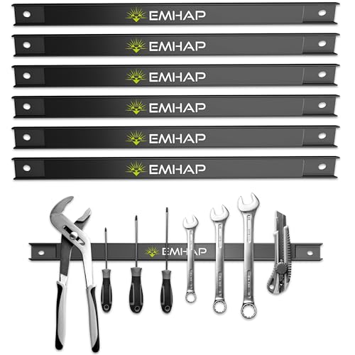 EMHAP© Magnetleiste Werkzeug - EXTRA STARK 6er Set (46 cm) - Universale Magnetschiene Magnethalter Werkzeug - Praktischer Werkzeug Organizer