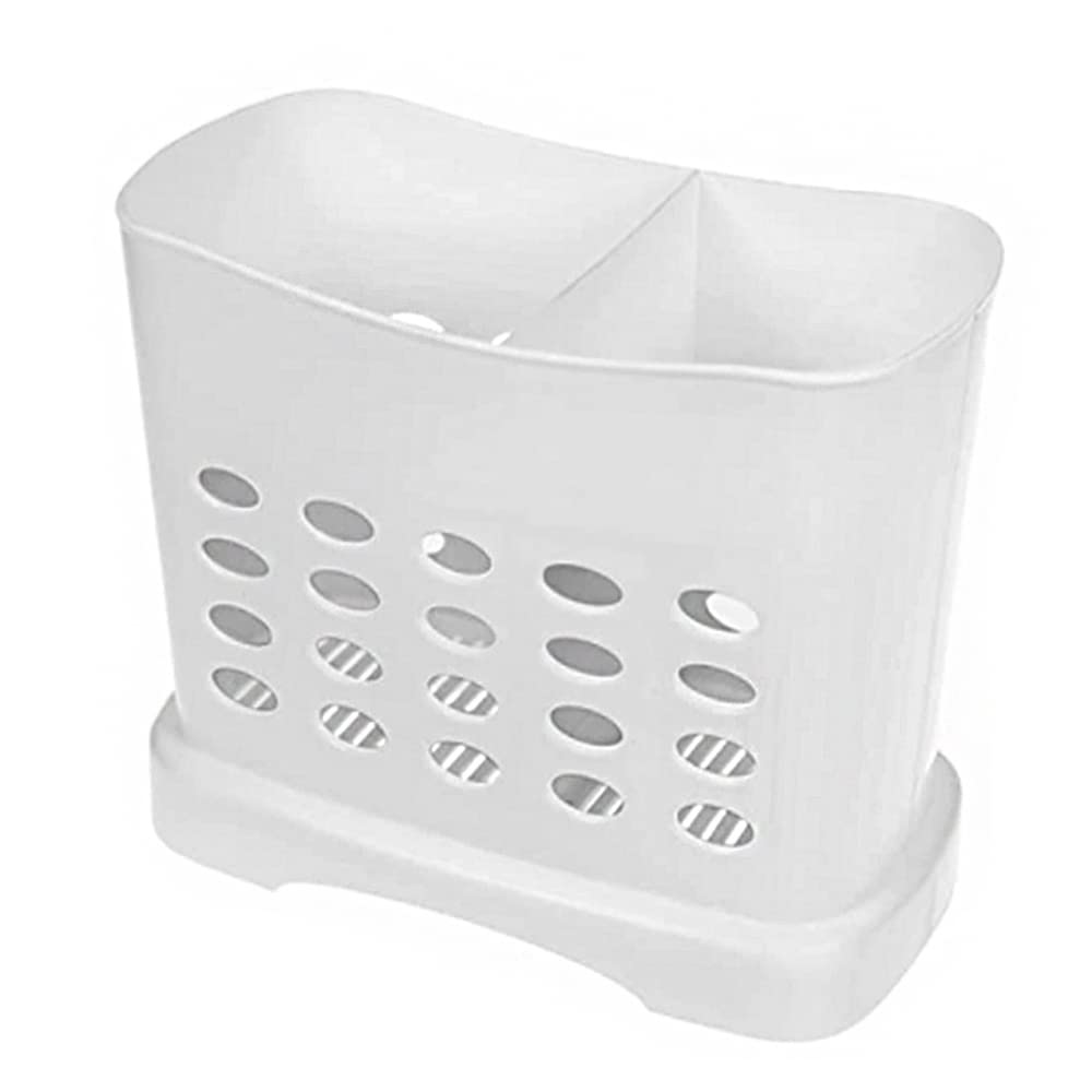Kitchen Storage Chopsticks Holder Basket for Dishwashers L6.3” X H5.3” X W3” Plastic Drain Rack/Capacity 2 Divided Compartments