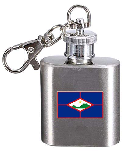 Flasque St Eustatius porte-clés gravé en acier avec bouchon imperméable