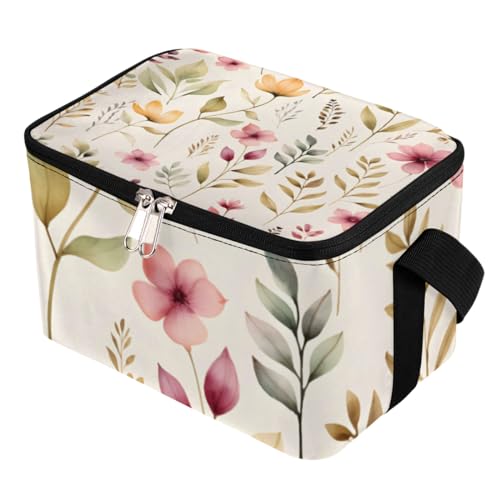 GzLeyigou Lunch Bags for Women Men 9 Cans,Plant Leaves Hot & Cold Food Delivery Bag Insulated Grocery Bag Insulated Lunch Box Floret Cooler Bag for Office Work Picnic Beach