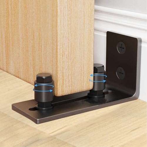 2 Stück Schiebetür Bodenführung Unten Scheunentor Schiebetür Rollen Bodenführung Schiebetüren Bodenführung Schiebetür Verstellbare mit Schrauben für Schiebetüren（Schwarz）