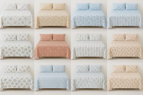 Image of BSB HOME 144 tc Cotton 10 Bedsheets with 20 Pillow Covers Value Pack Bulk Bedding Set for Hotels, Hostels, PGs & Wholesale Ideal for Diwali Gifting