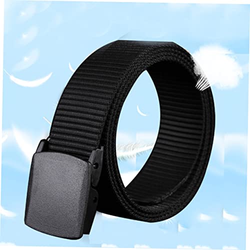 Homoyoyo 2pcs Men Canvas Belts Lightweight Nylon Casual Belt with Durable Plastic Buckle for Outdoor Activities Comfortable and Breathable Design for Jeans and Casual Wear Black3