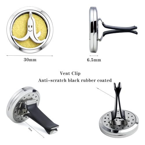 Image of 30mm Car Essential Oil Diffuser Vent Clips Air Freshener Vent Clip Aromatherapy Car Accessories 10 Felt Pads for Gift Women (Banana)