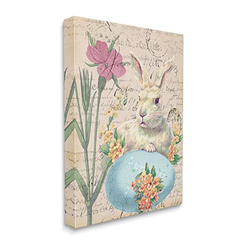 Stupell Industries Easter Bunny Spring Blue Egg Vintage Postal Script, Designed By Daphne Polselli Canvas Wall Art, 24 X 30 #TOP1
